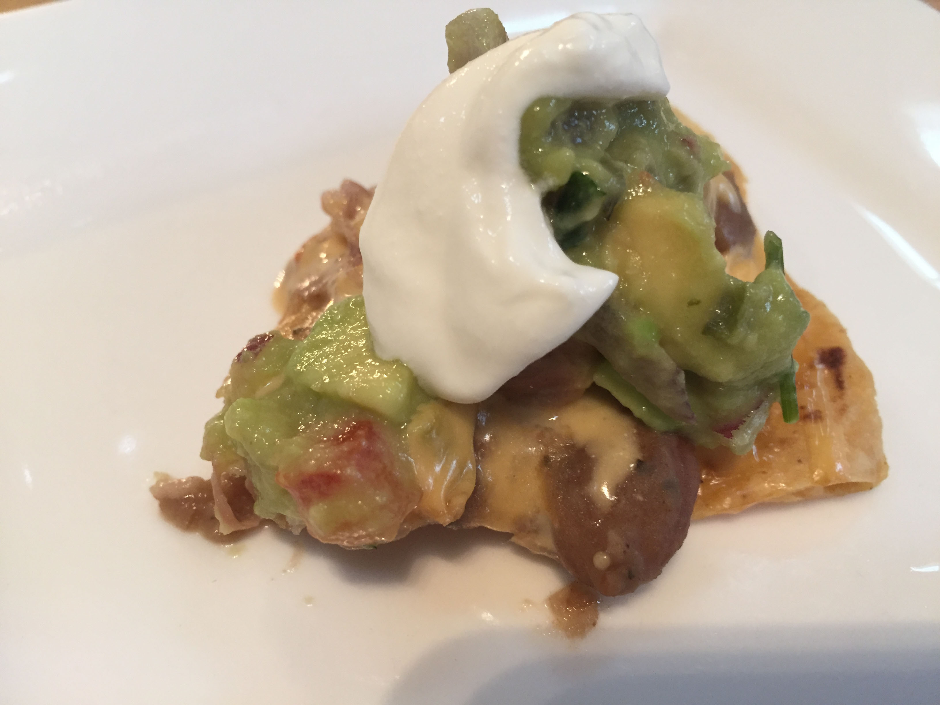 Plated pulled pork nacho