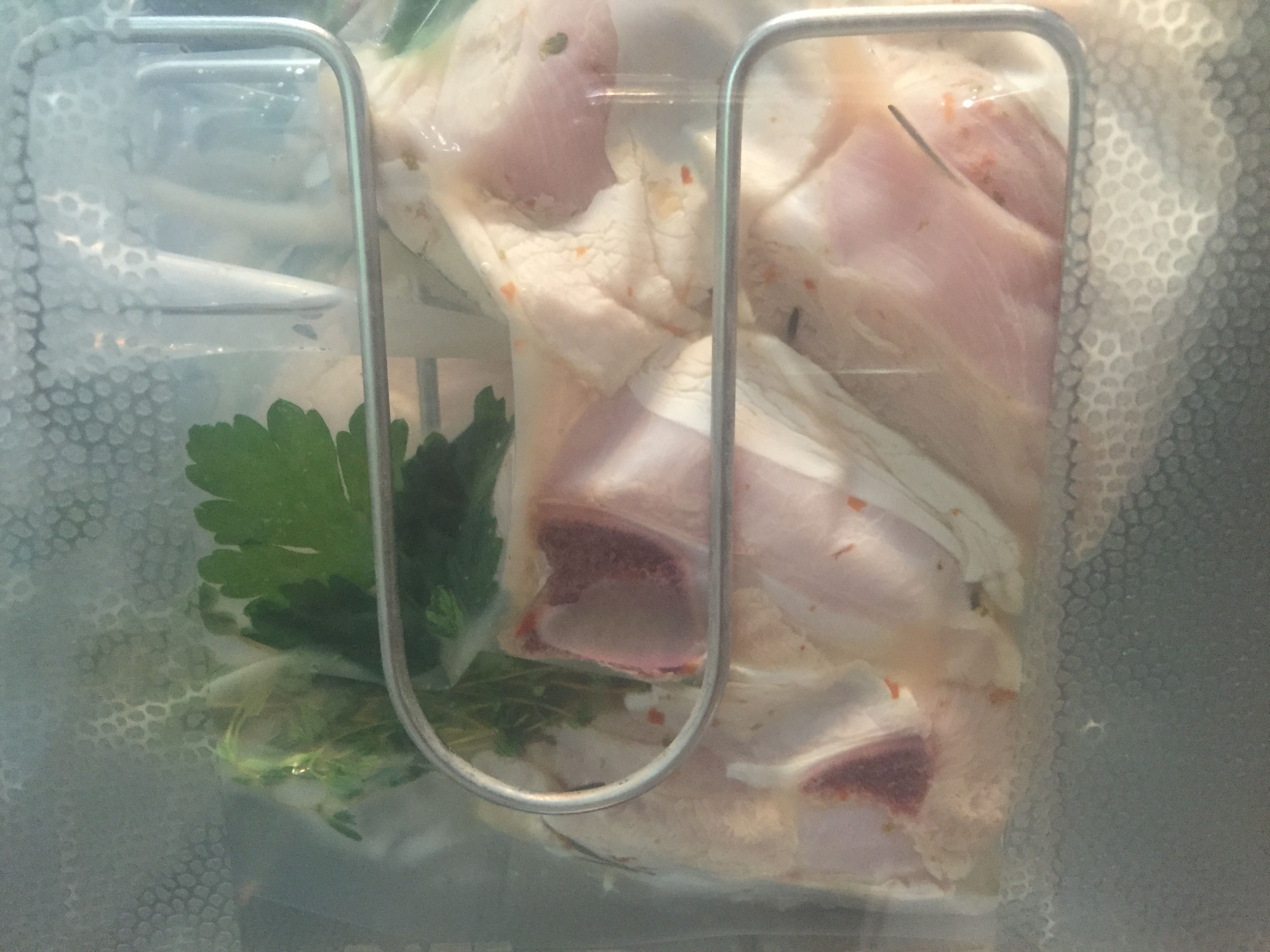 Chicken in sous vide water bath