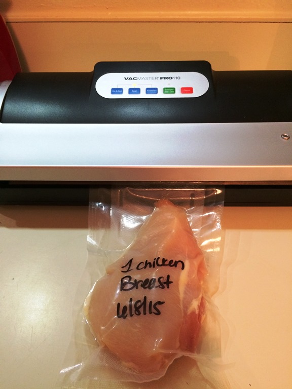 chicken breast sealed by VacMaster Pro110