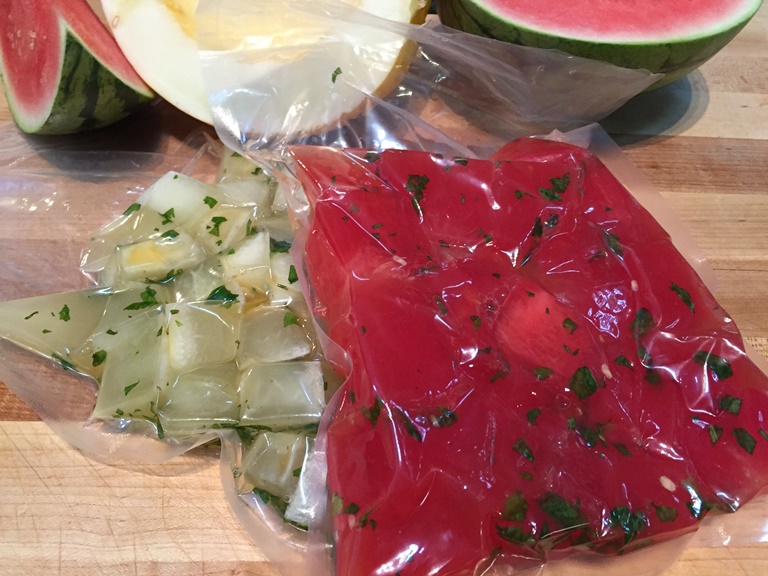 Compressed Watermelon and Honey Dew in VacMaster bags