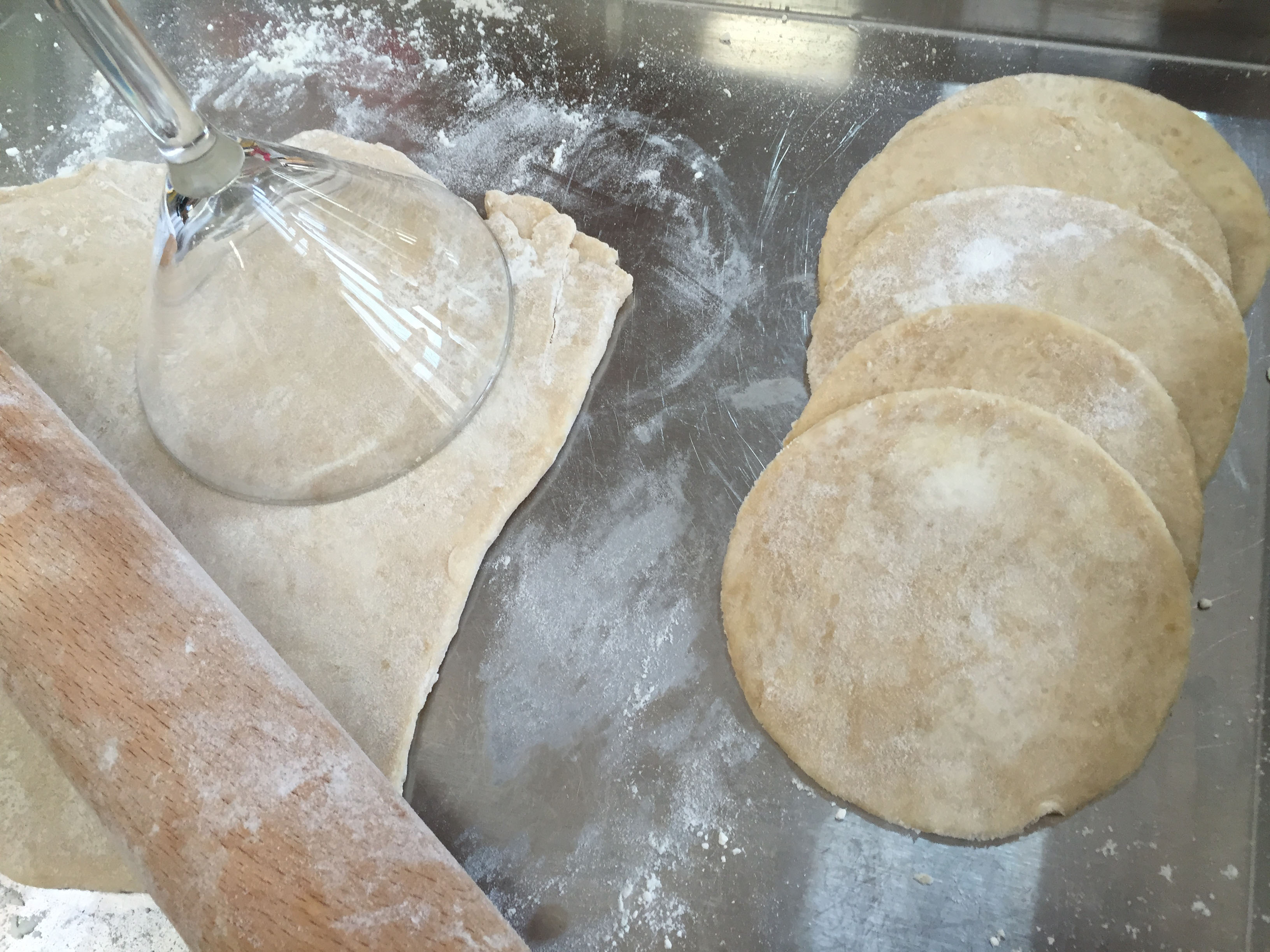 cutting pie dough