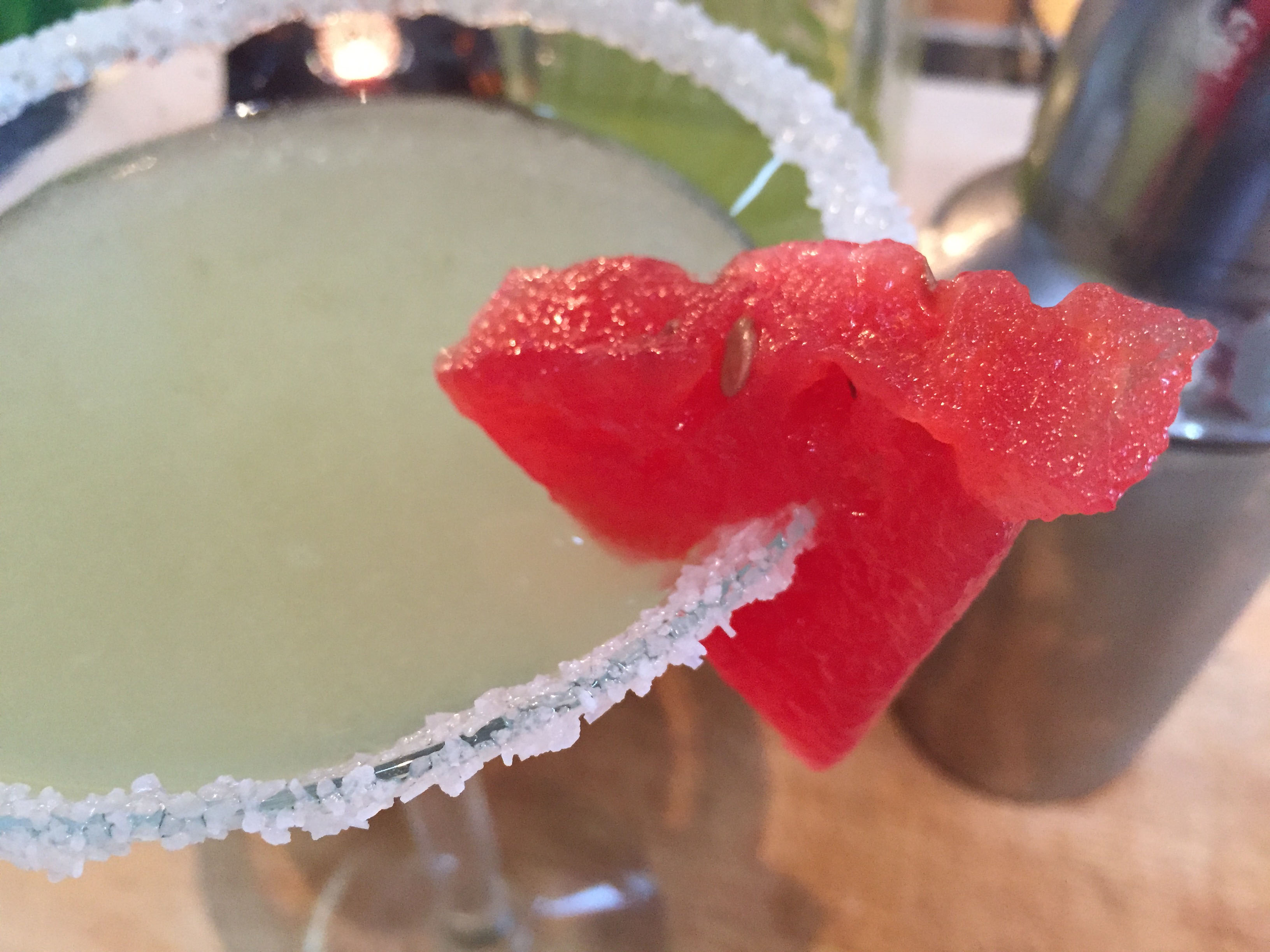 sous vide margarita with compressed watermelon