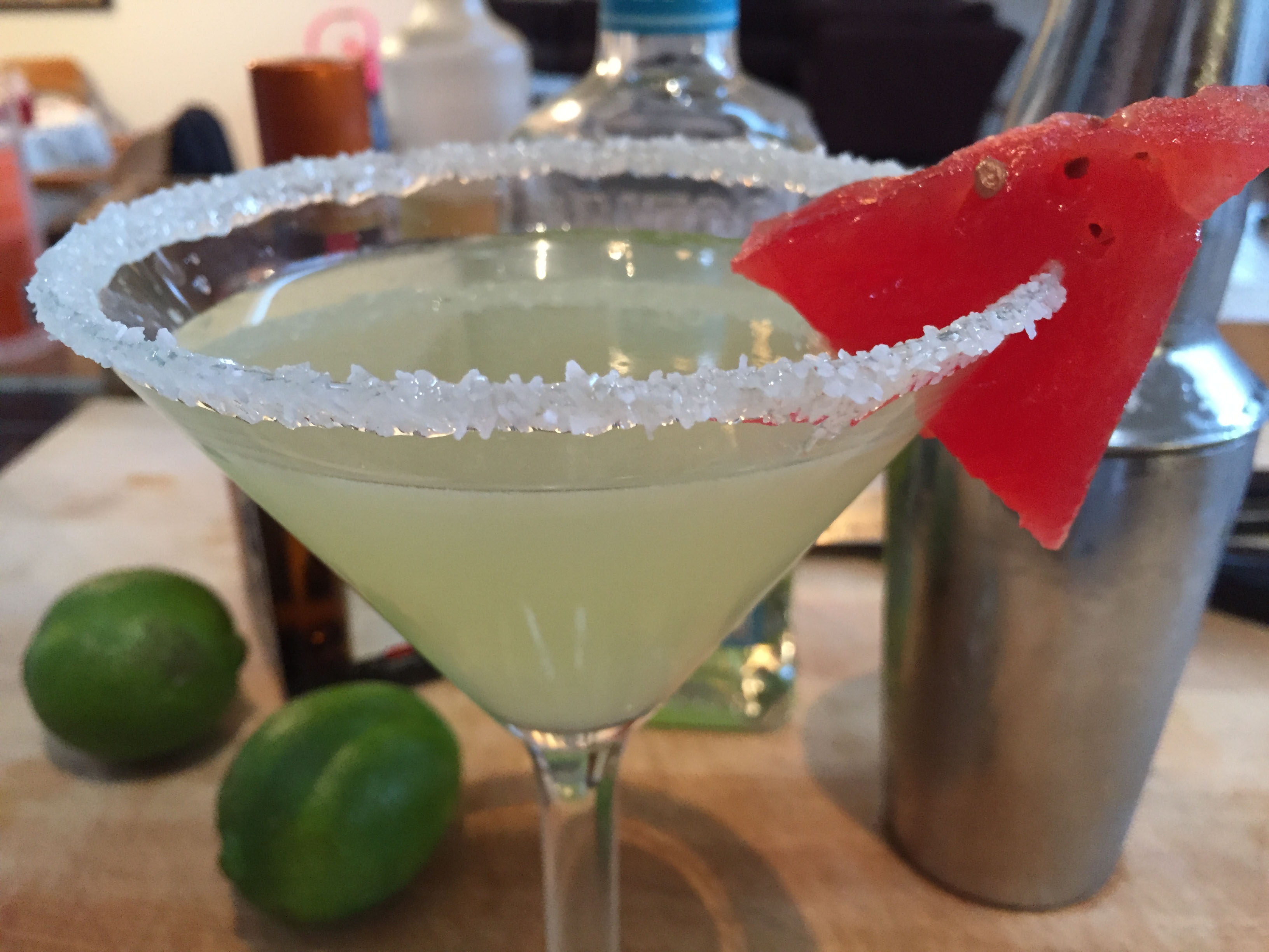 Sous Vide Margarita with compressed watermelon