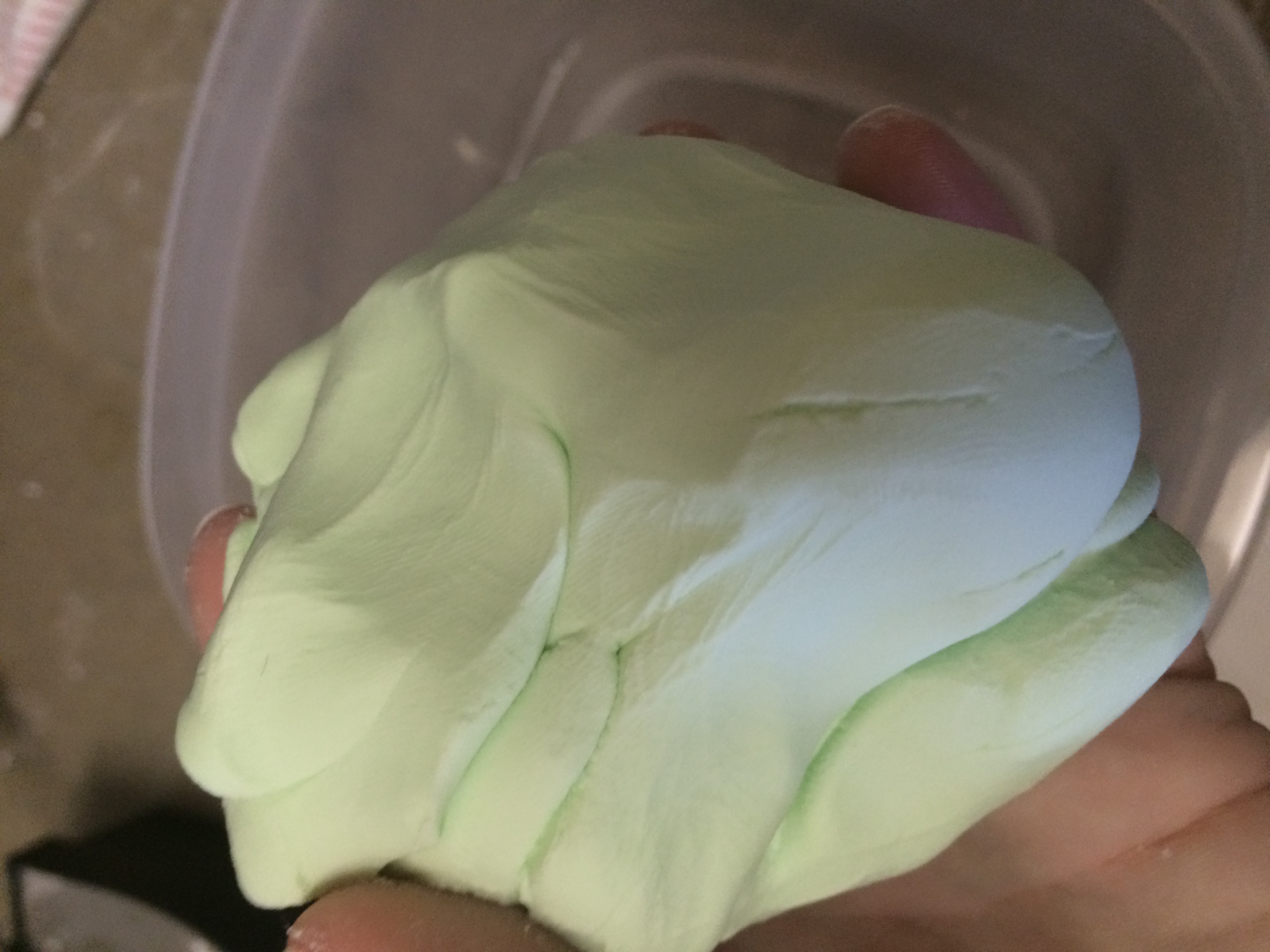 green homemade play dough