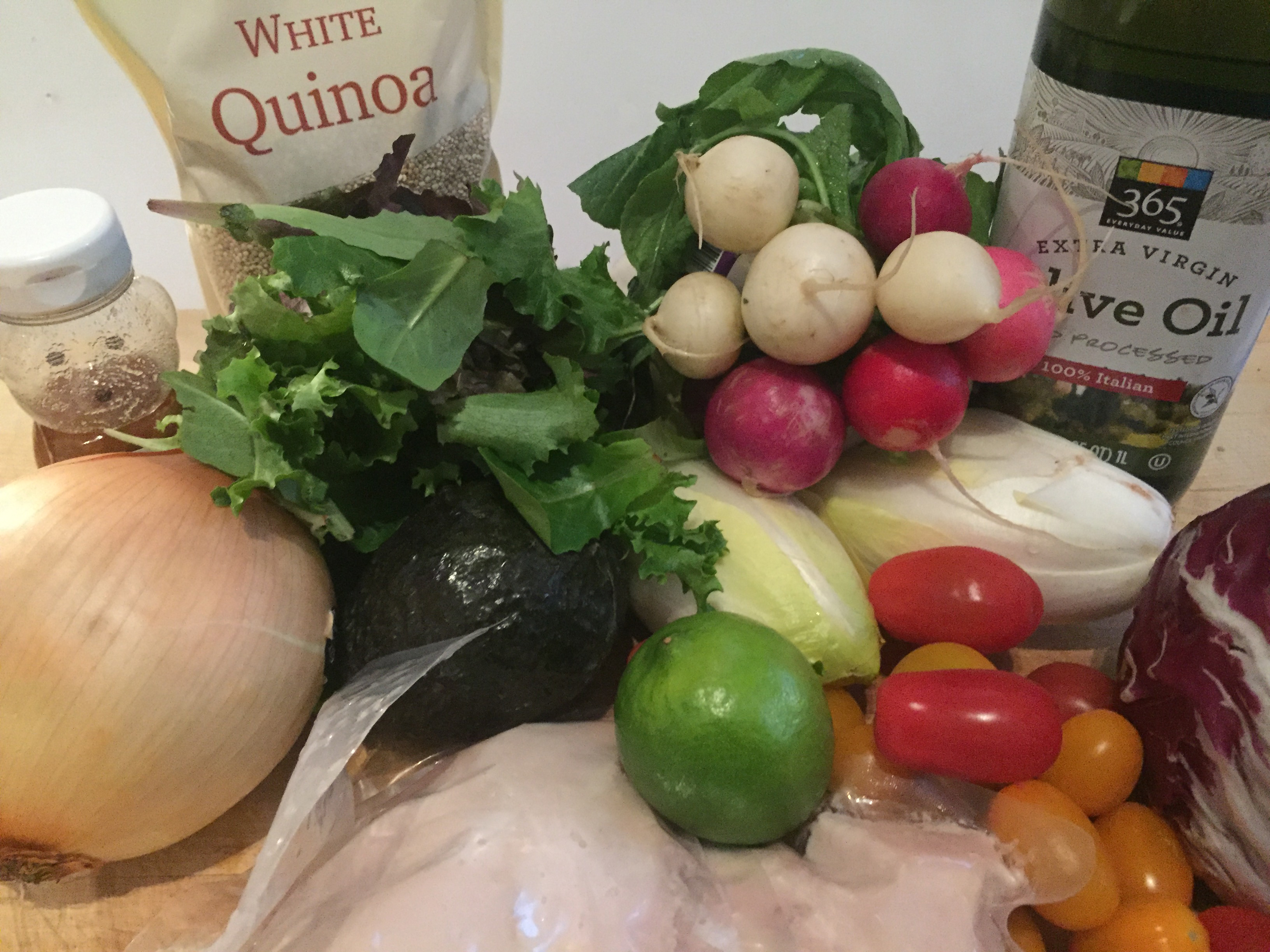 Sous vide chicken and quinoa ingredients