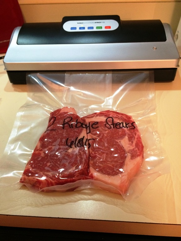 ribeye steaks sealed by VacMaster Pro110