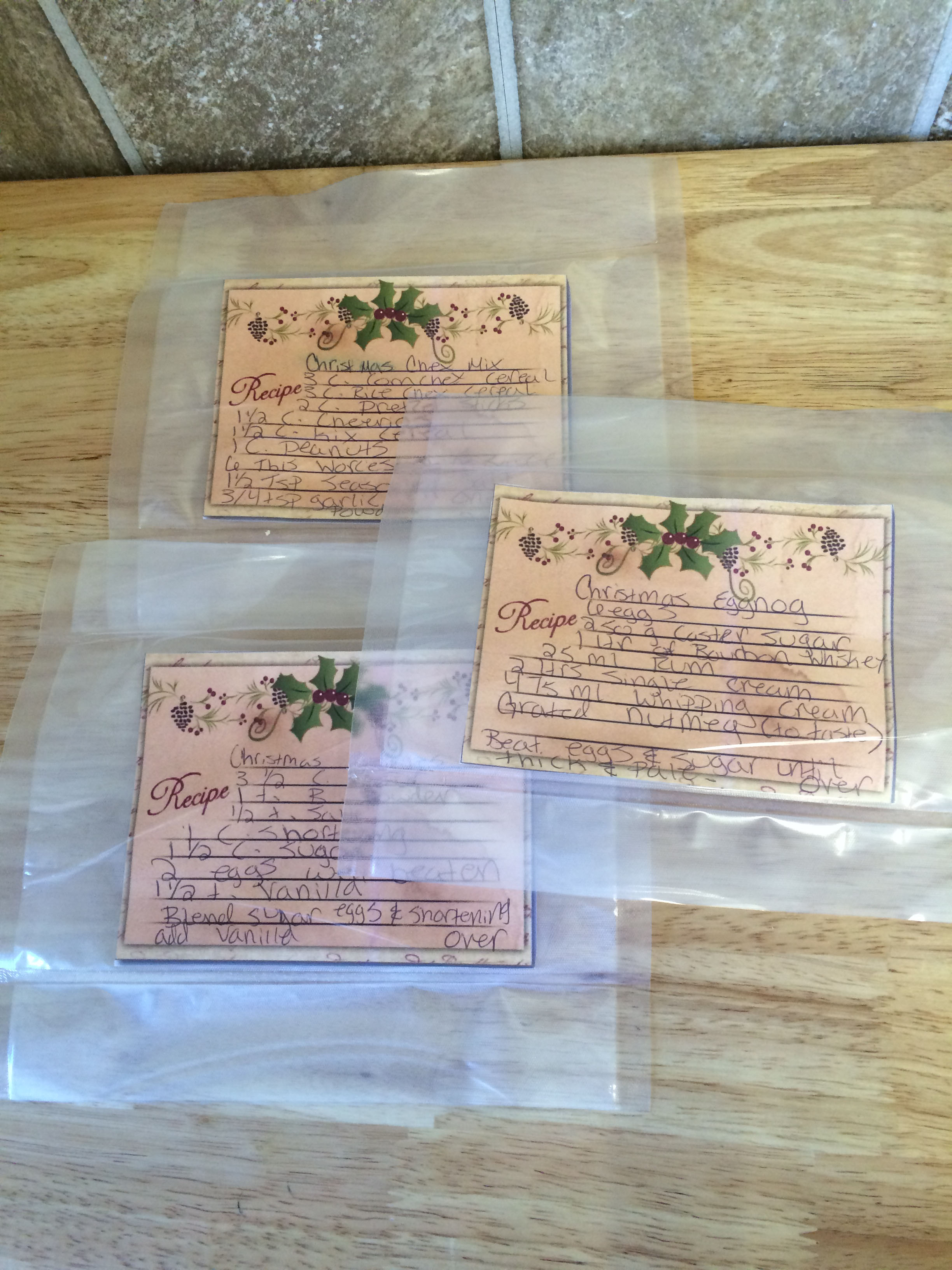 protected recipe cards