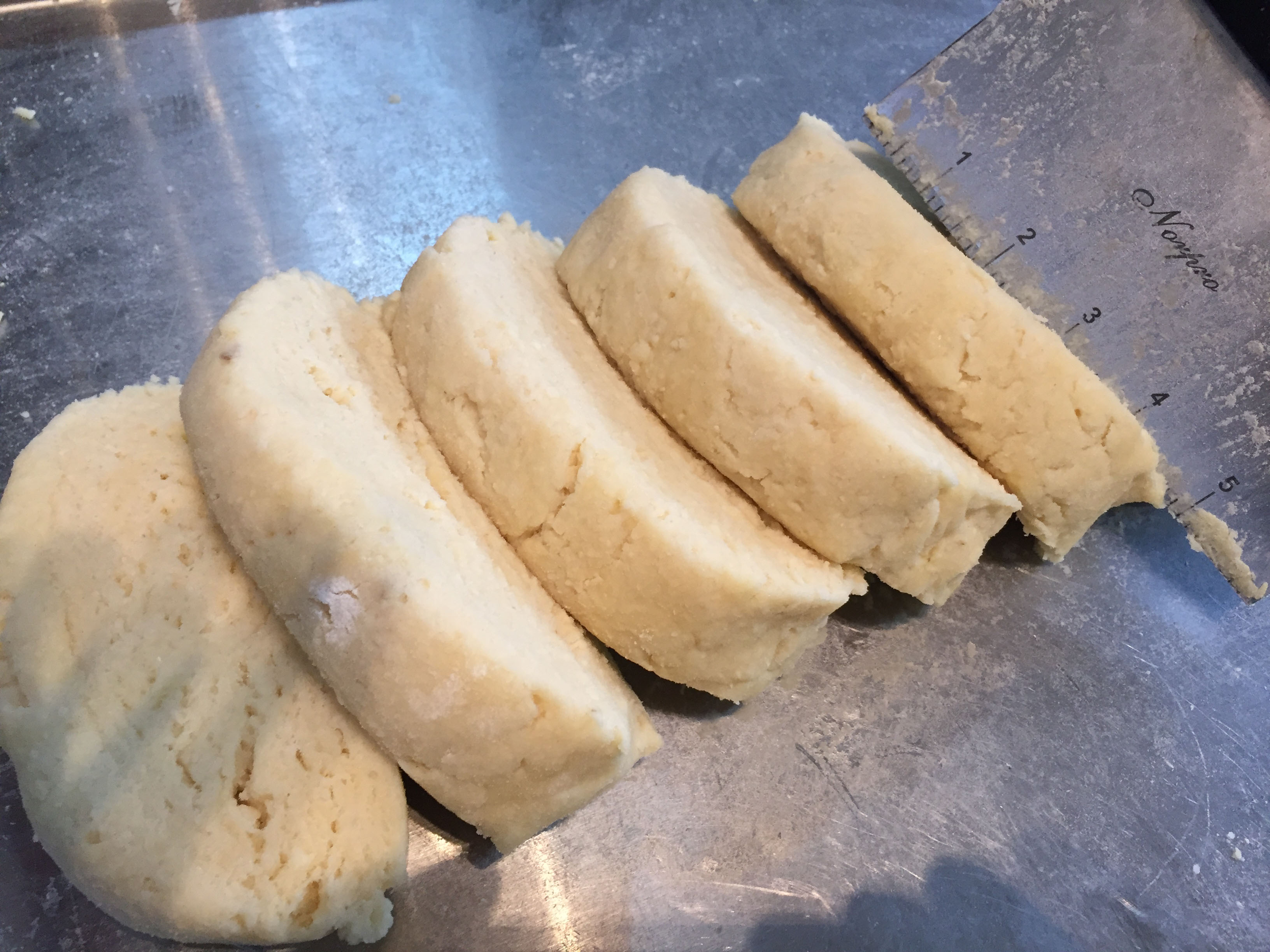 Sliced gnocchi dough
