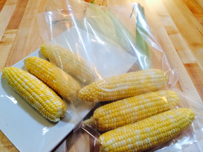 sous vide sweet corn in vacmaster pouch