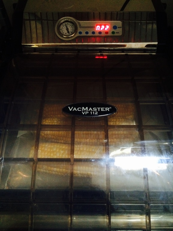 sous vide sweet corn in vacmaster chamber sealer