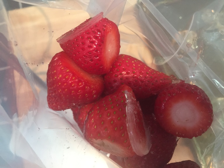 Frozen Strawberries in Vac Master bag