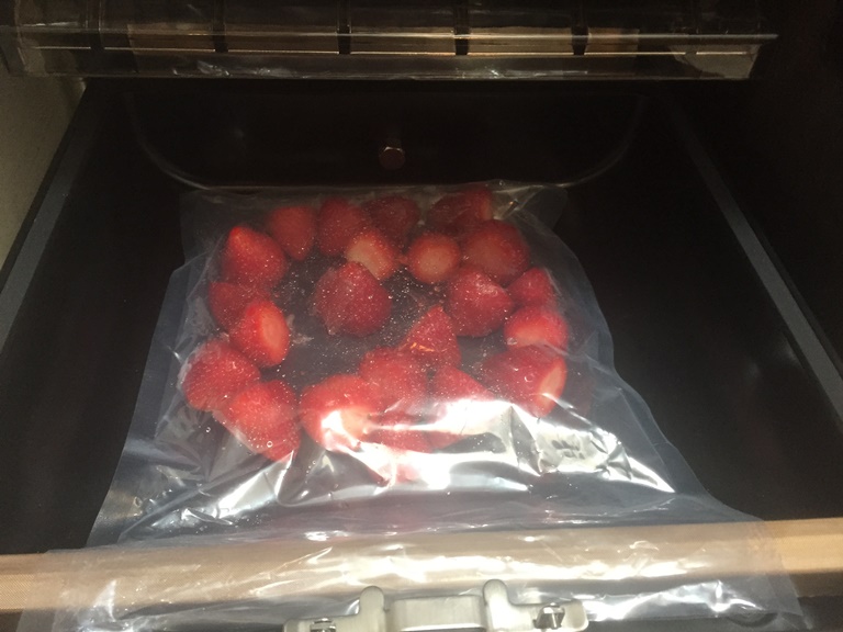 Strawberries in VacMasher chamber machine