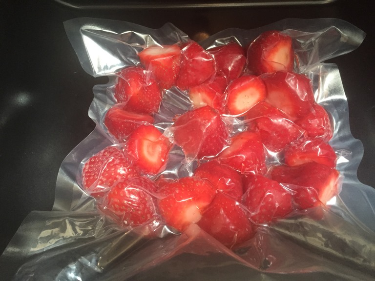 Stawberries sealed in VacMaster machine