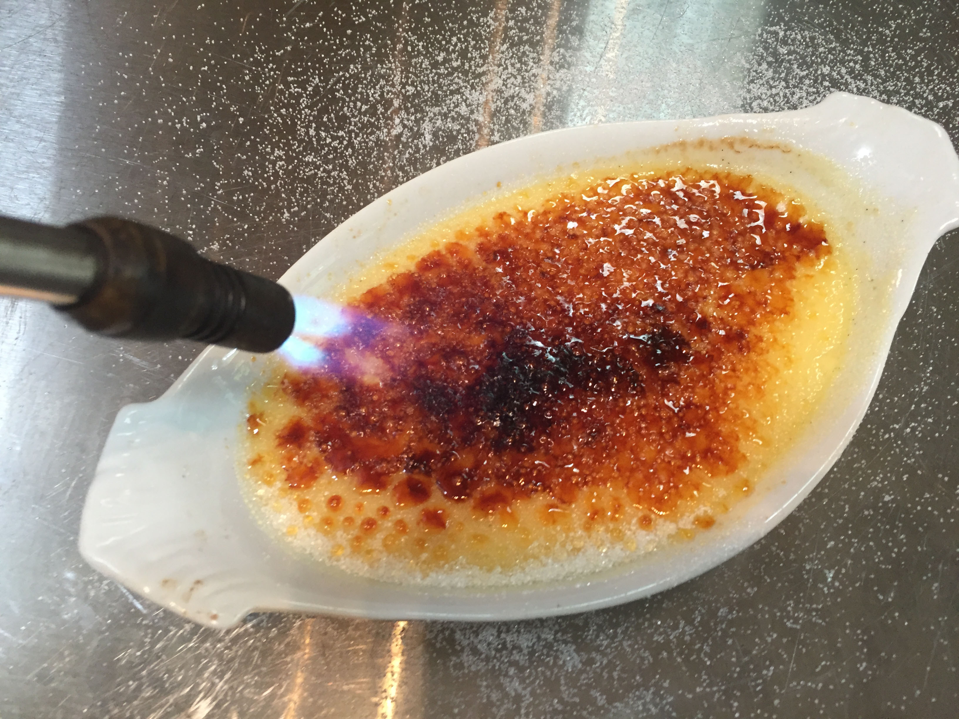 torching creme brulee
